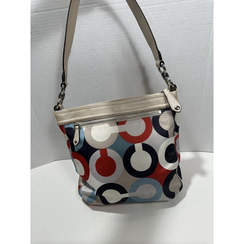 Coach Ashley Op Art‎ Satin Multi Print Handbag Purse C1376-F23930 Shoulder Bag - Picture 12 of 16
